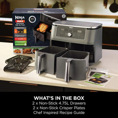 Ninja MAX 6 in 1 Dual Zone Air Fryer DZ400UK 9.5L Gunmetal Grey